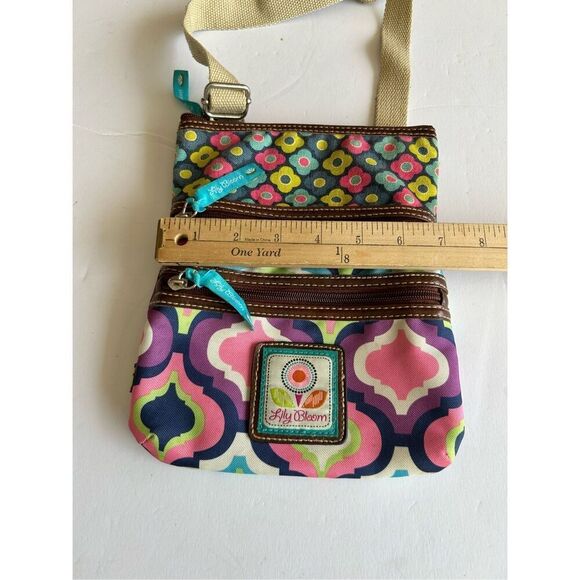 Lily Bloom 7x8” dots 3 zippers crossbody blue tags - Picture 4 of 7